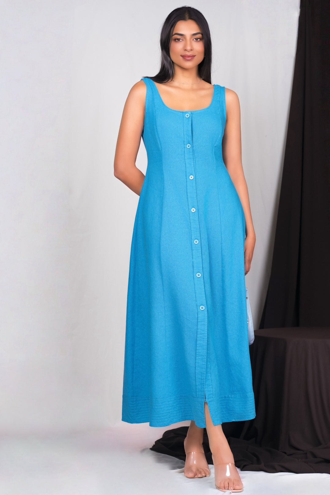 Button Up Linen Maxi Dress