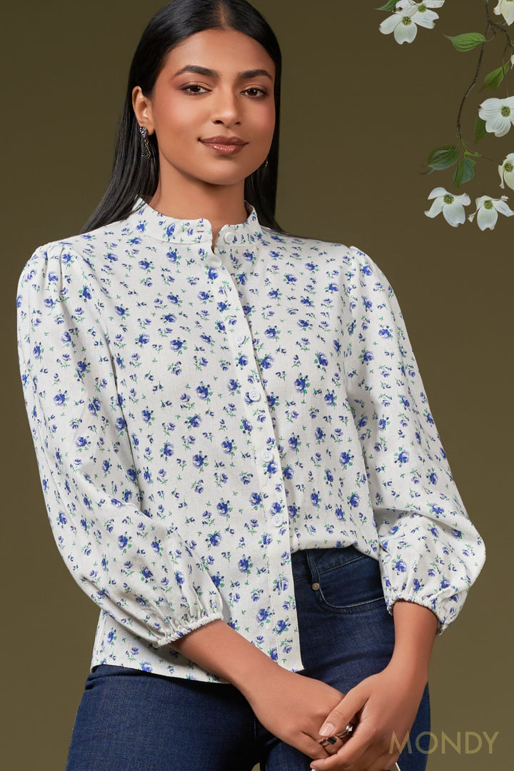 Mandarin Button Up Top