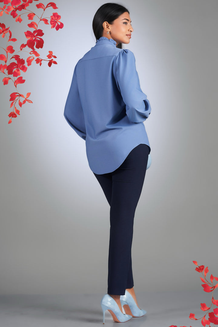 Button Up Puff Sleeve Top