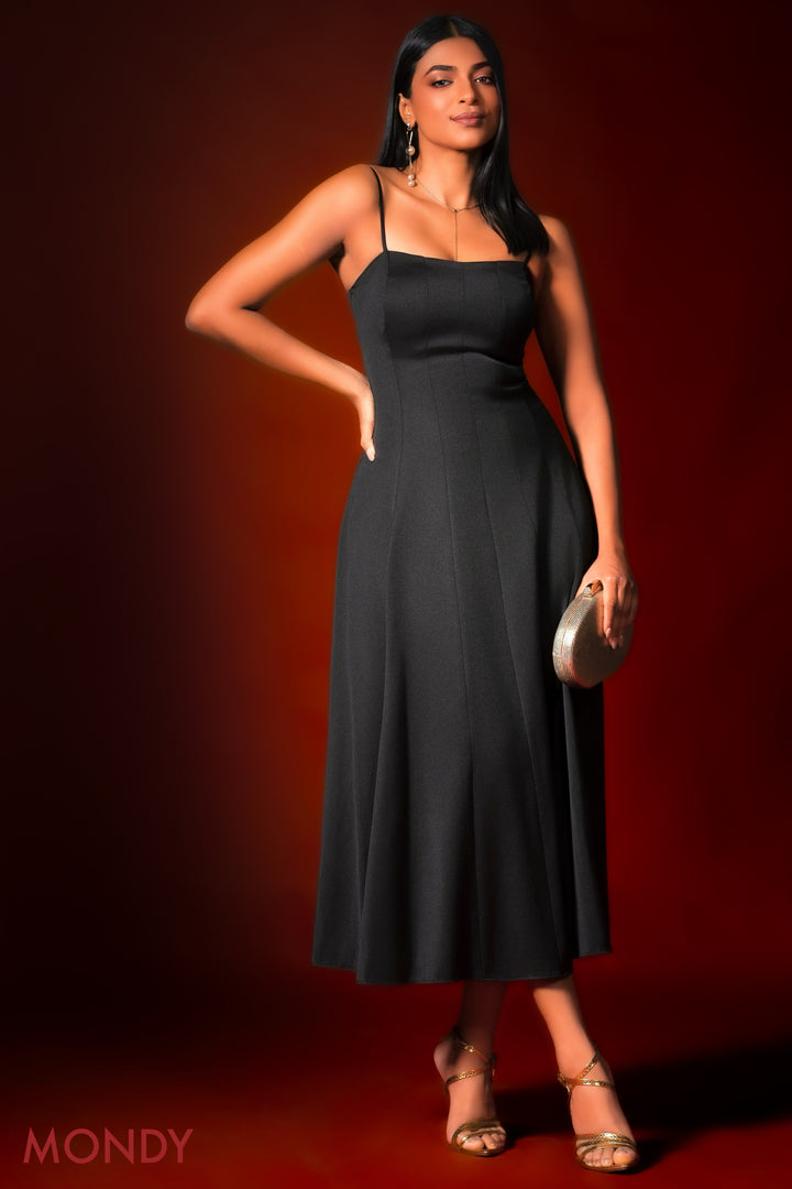 Black Fit & Flare Midi Dress