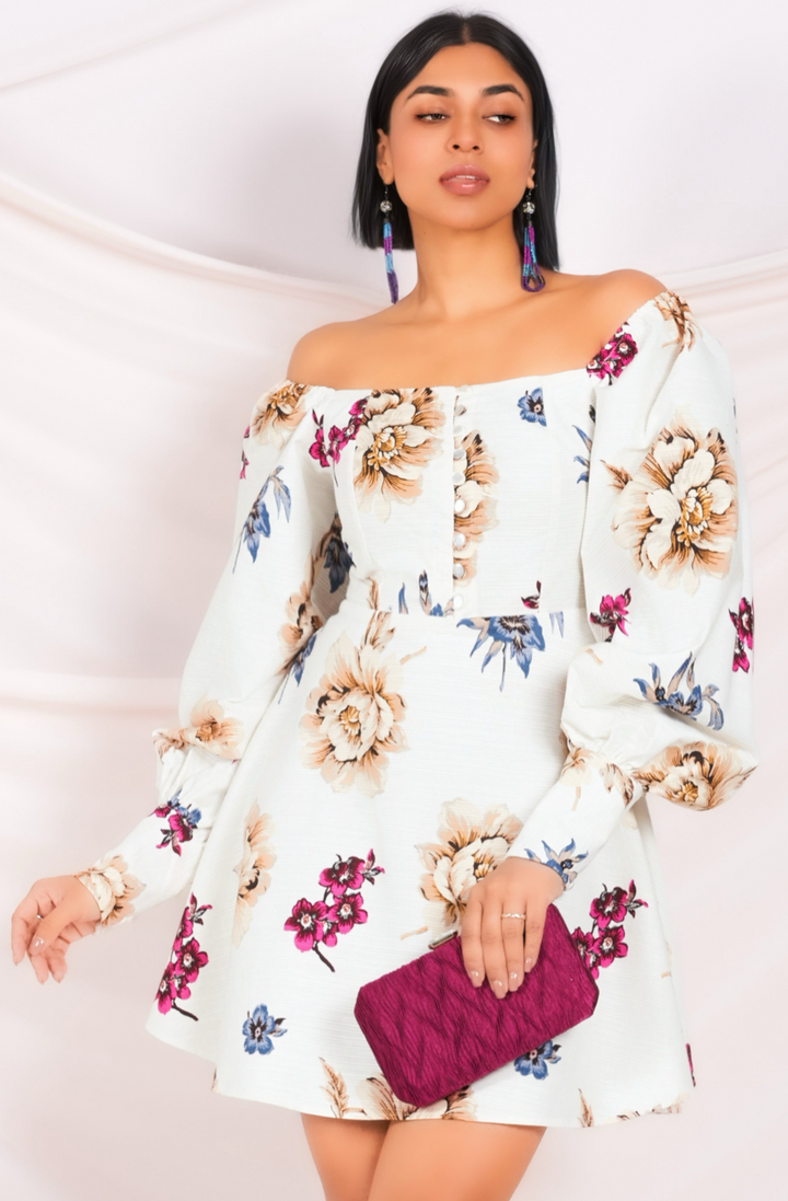 Printed Puff Sleeve Dress