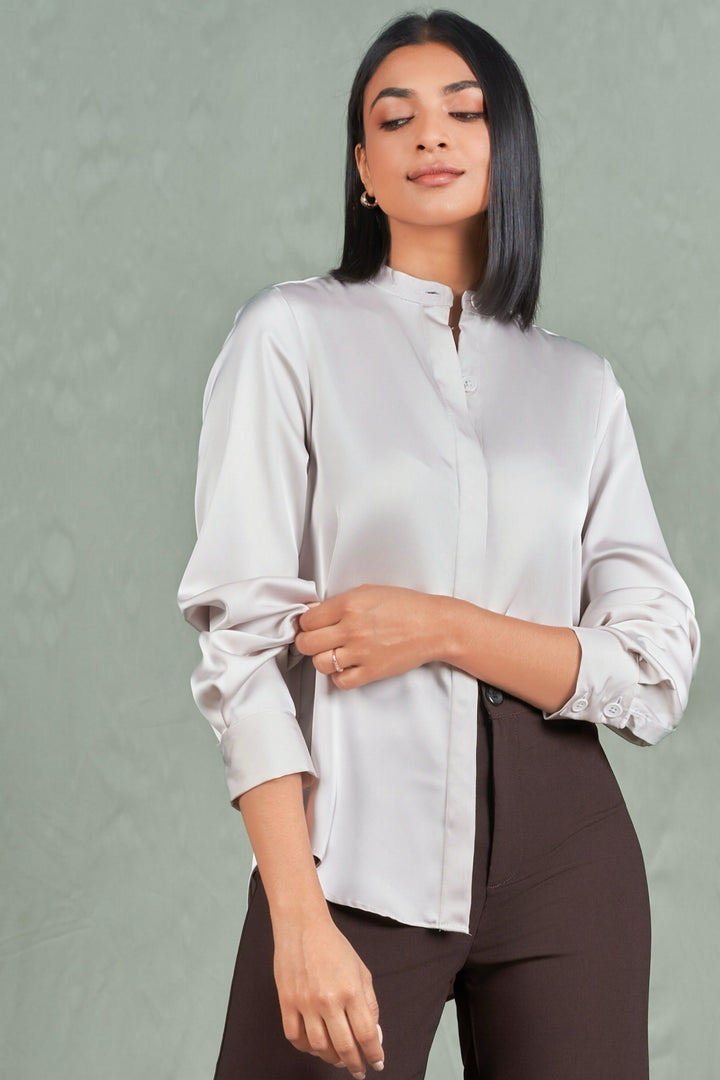 Mandarin Satin Shirt