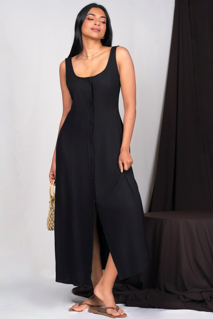 Button Up Linen Maxi Dress