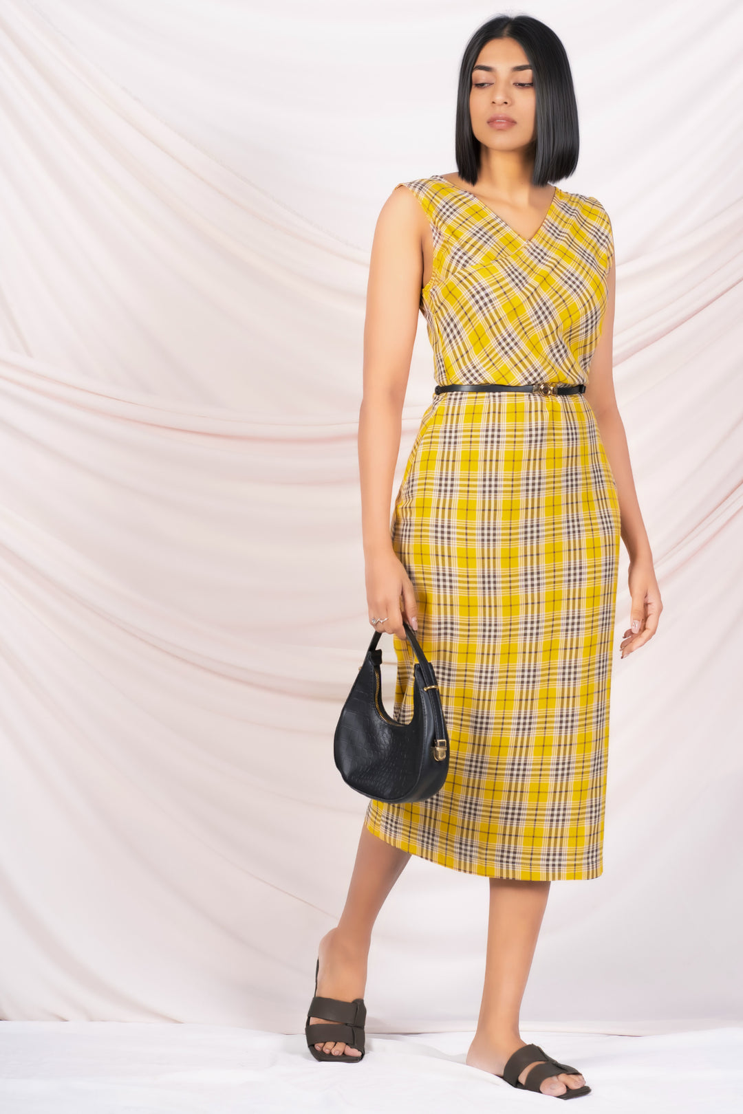 Reversible Checkered Sheath Dress