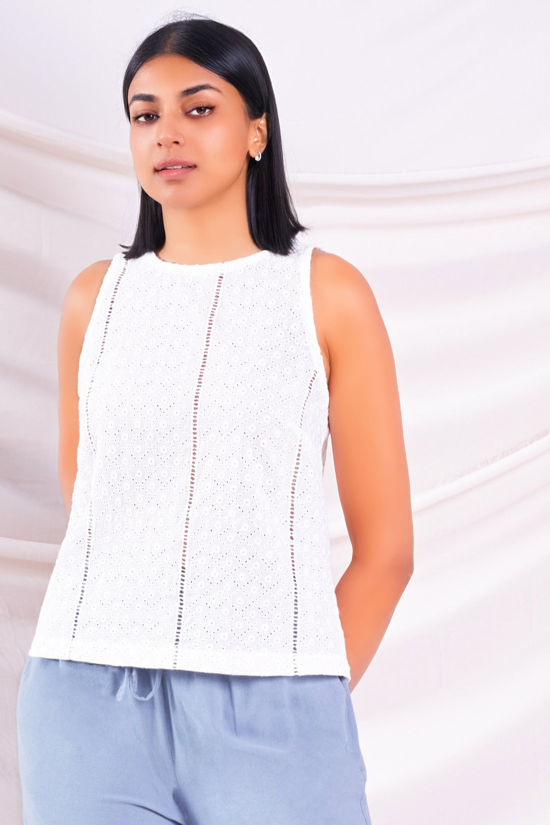 White Eyelet Top