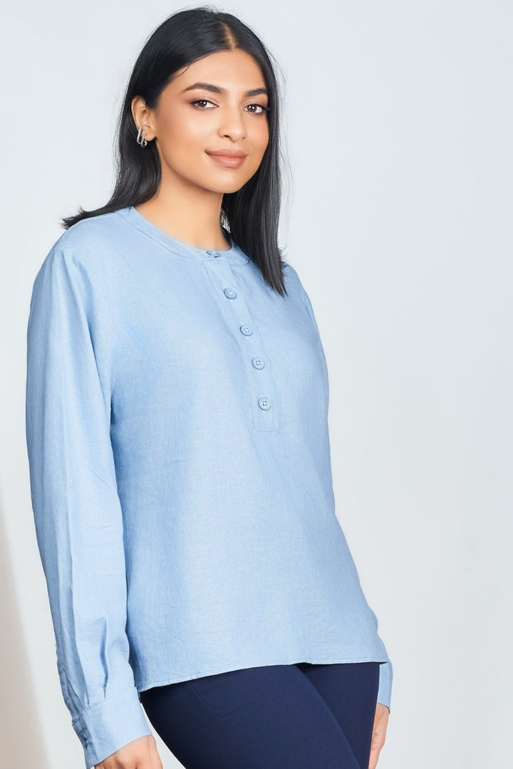 Blue Linen Top