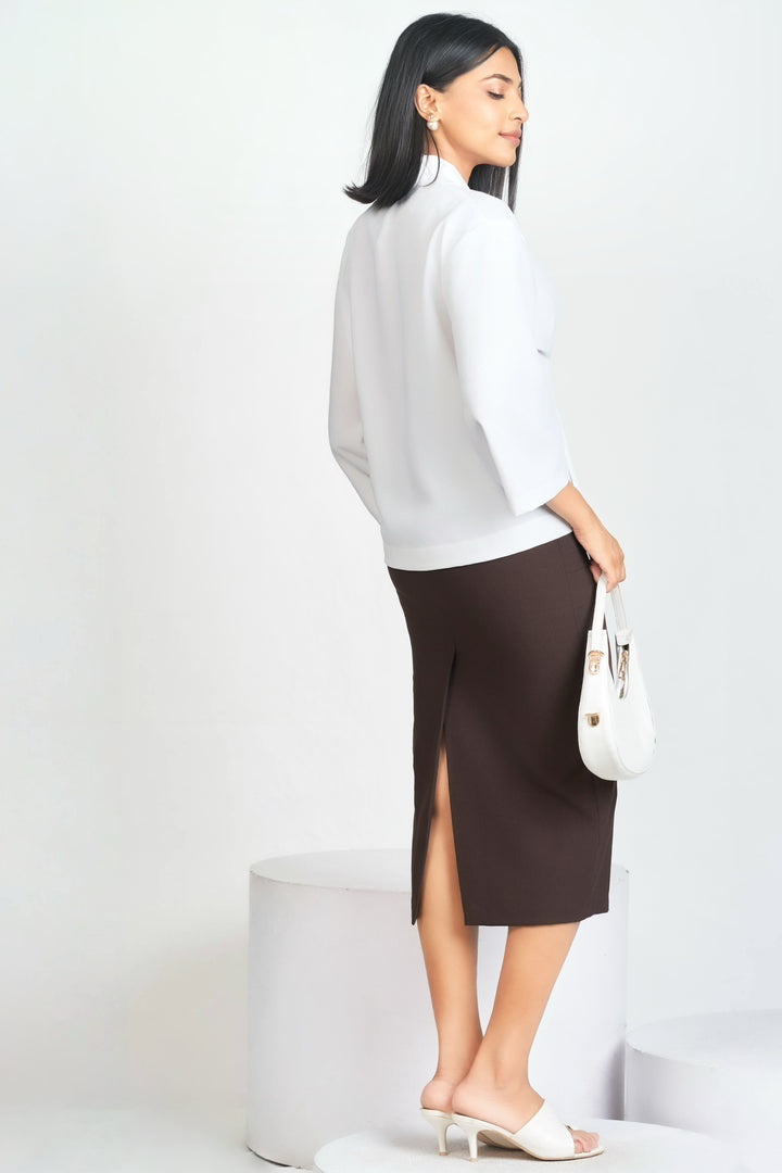 Pleat Detail Button Up Top