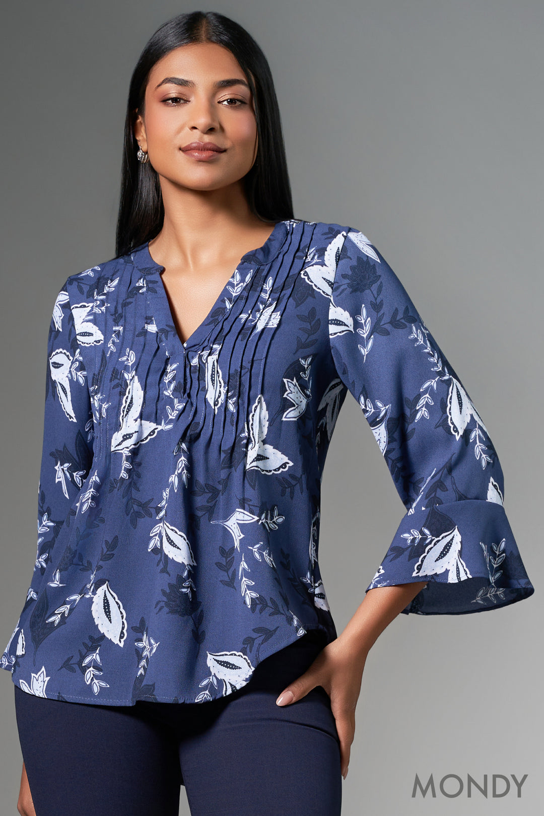 Printed Flare Sleeve Top