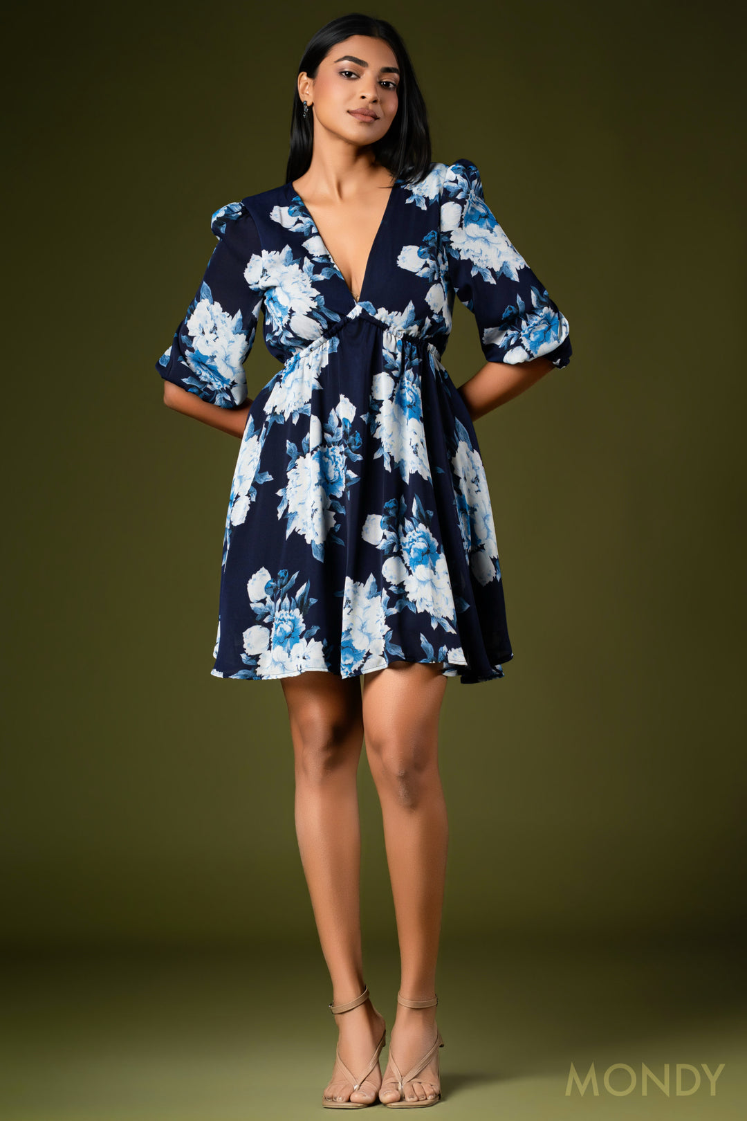 Printed Backtie Mini Dress