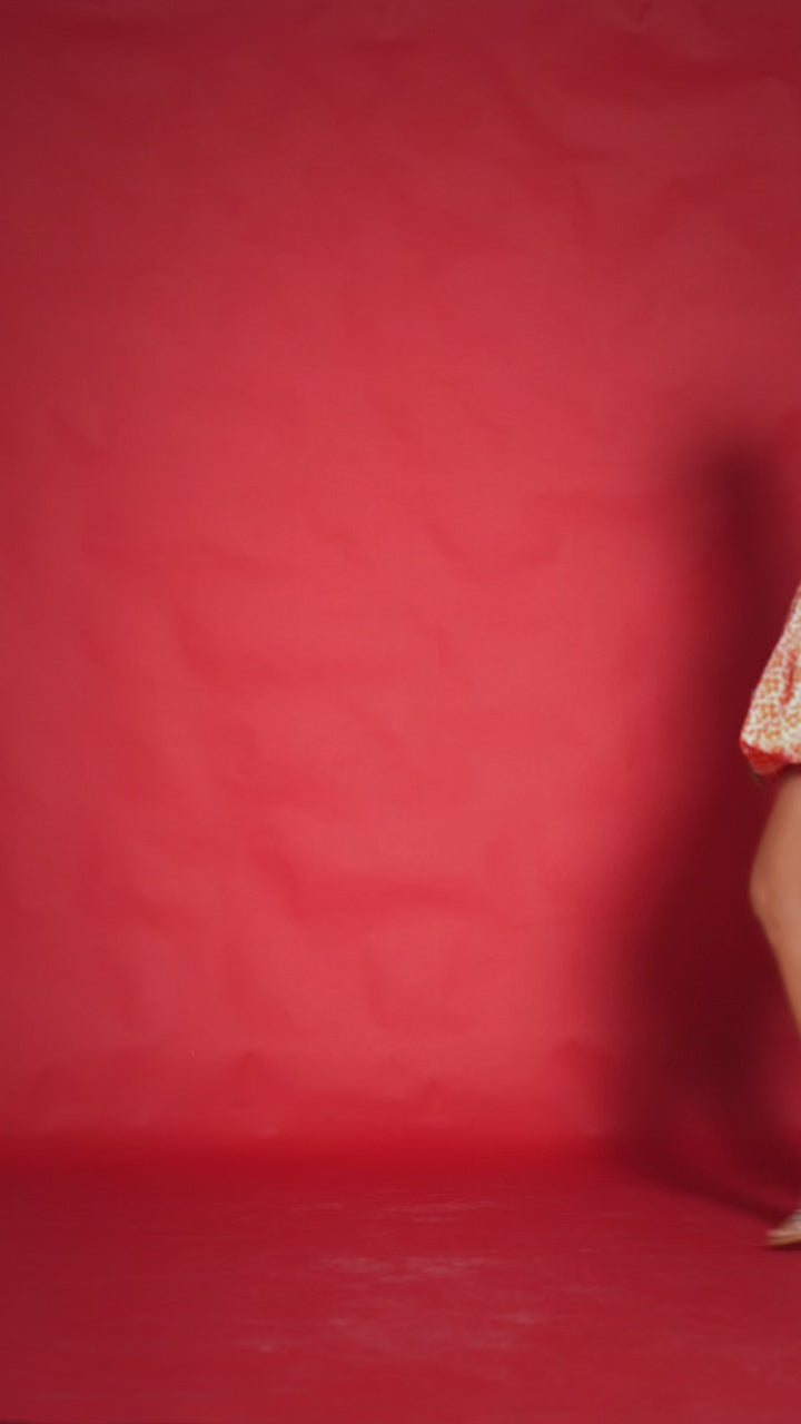 Orange Puff Mini Dress