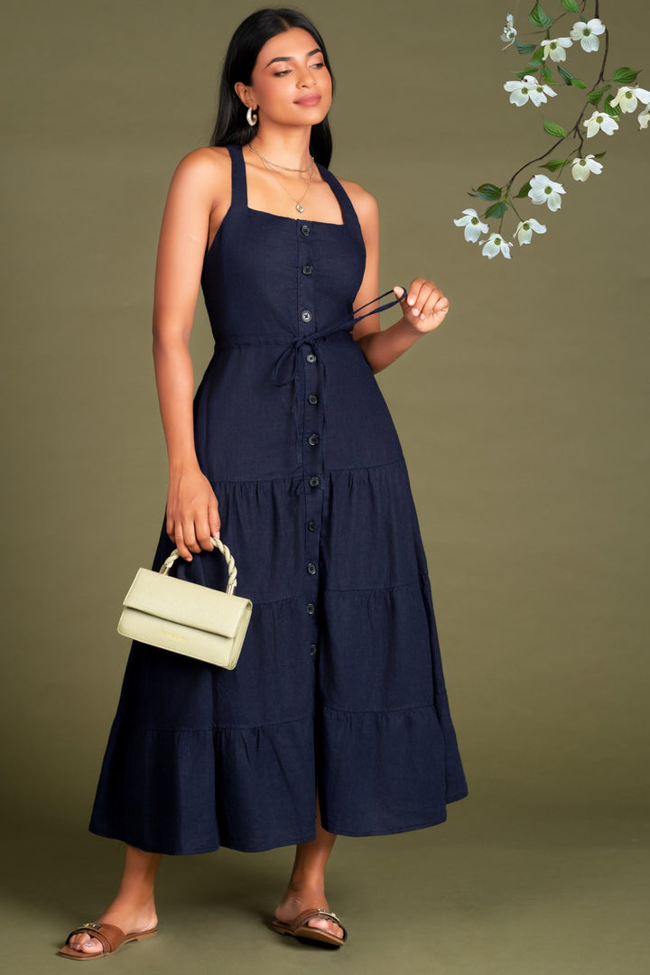 Navy Fit And Flare Dress