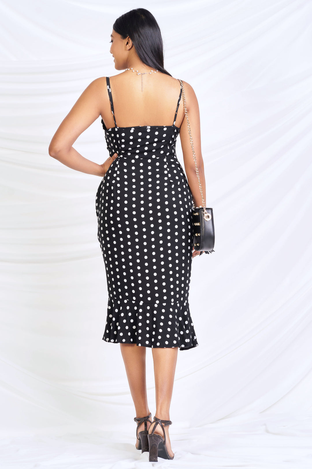 Polka Dot Midi Dress - Slim fit, Dress, Evening Dresses, Evening Wear, Everyday Dresses, Holiday, Holiday Dresses, Midi Dresses, New Arrivals, SH20, Slim Fit, Smart Casual, Smart Casual Dress