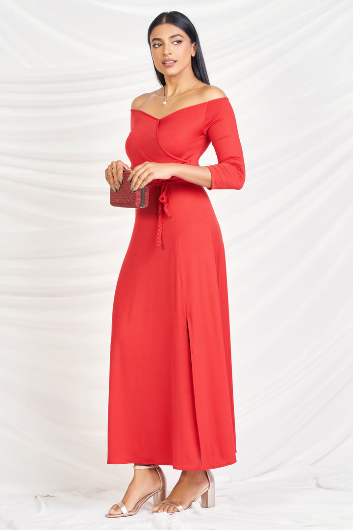 Off Shoulder Maxi Dress - Slim Fit, Maxi Dress, Evening Dresses, Evening Wear, Maxi Dress, Maxi Dresses, New Arrivals, Off Shoulder, SH20, Slim Fit, Smart Casual, Smart Casual Dress, Three Qu