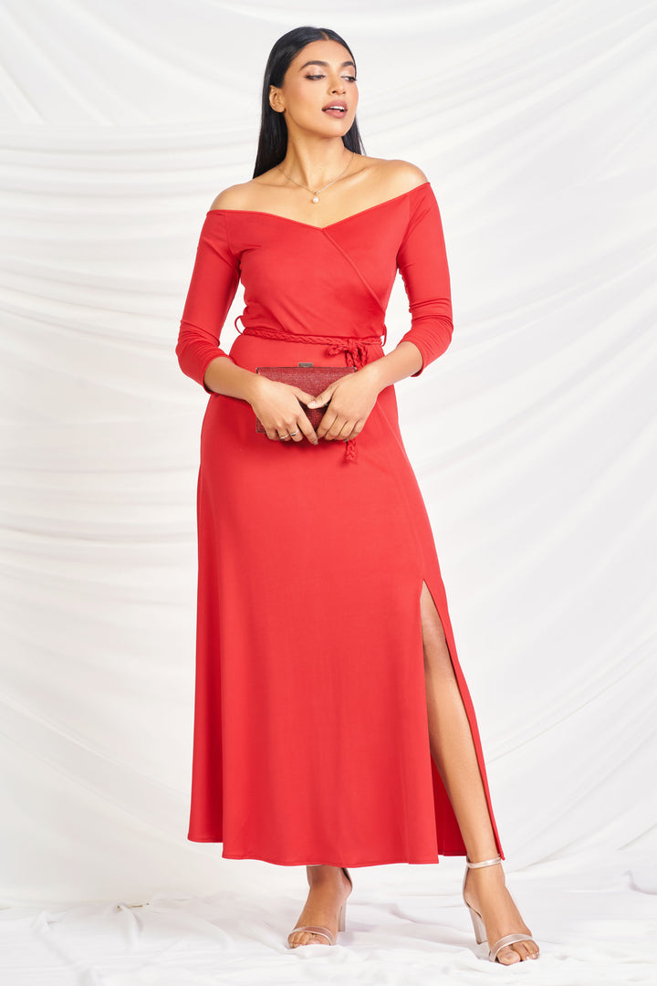 Off Shoulder Maxi Dress - Slim Fit, Maxi Dress, Evening Dresses, Evening Wear, Maxi Dress, Maxi Dresses, New Arrivals, Off Shoulder, SH20, Slim Fit, Smart Casual, Smart Casual Dress, Three Qu